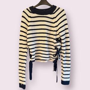 ⚓ TOPSHOP Striped Side-Tie Sweater | Size US 12/UK 16 | Navy/White ⚓